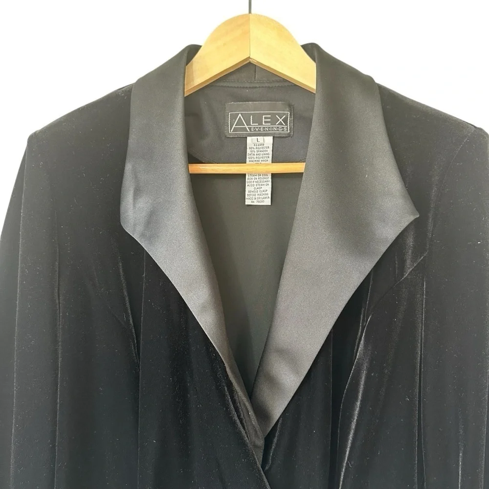 Alex Evenings Black Velvet Blouse Jacket, 10 - Picture 3 of 6